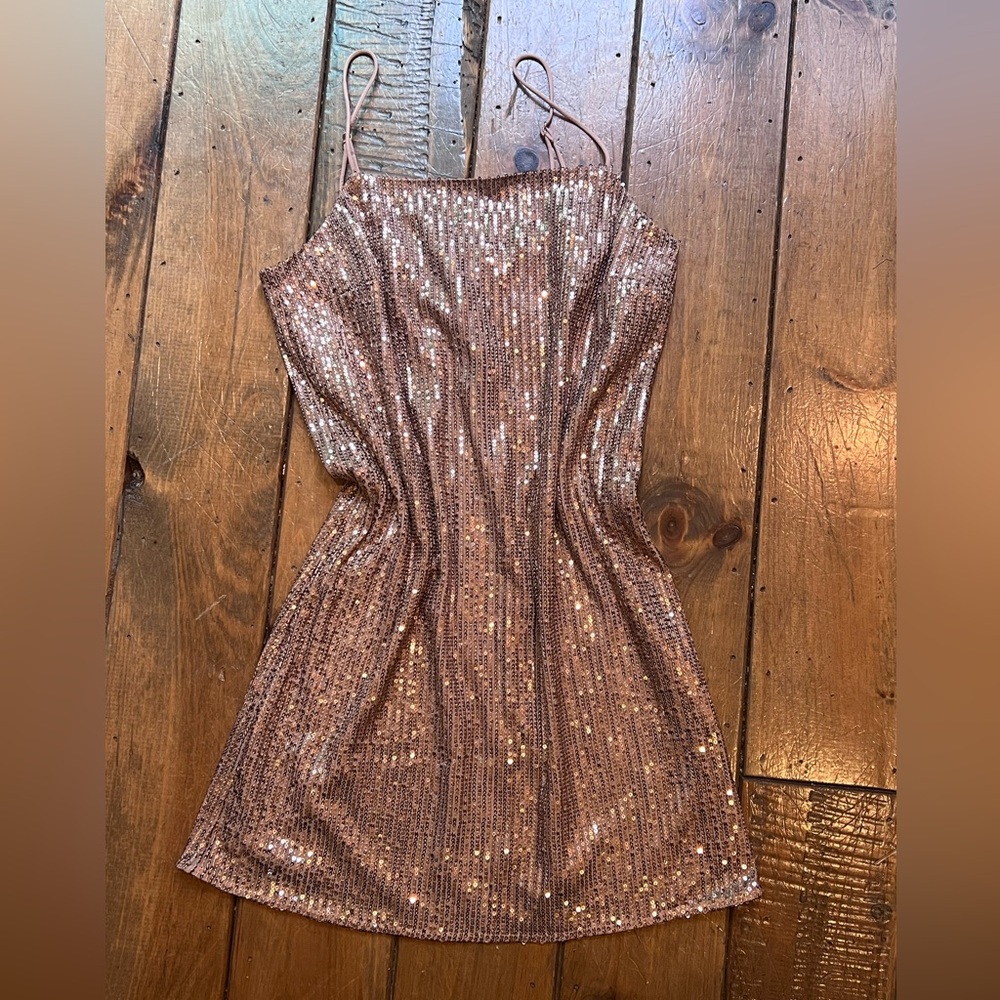 Banana Republic Sequin Slip Dress in Champagne Toast